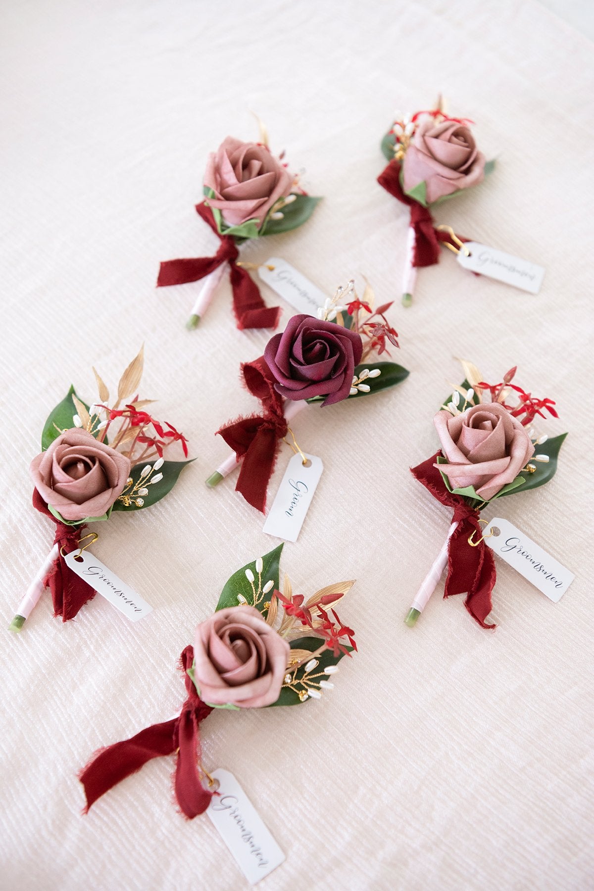 Pre-Arranged Bridal Flower Package in Romantic Marsala