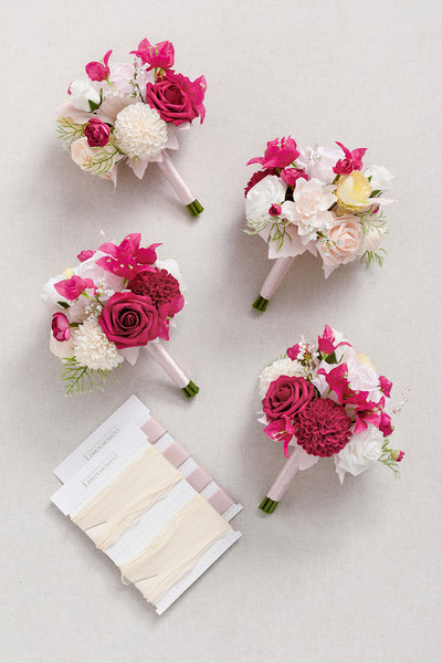 Maid of Honor & Bridesmaid Bouquets in Passionate Pink & Blush