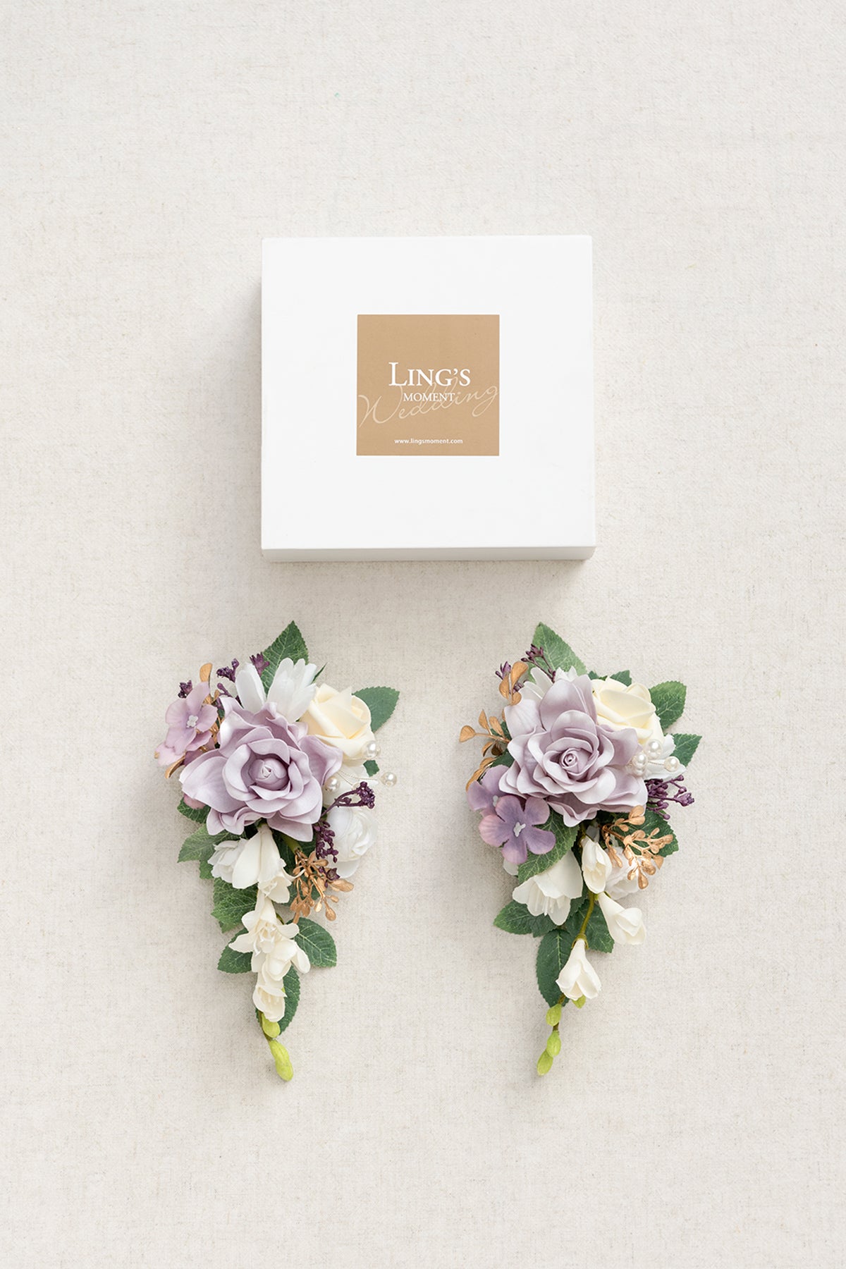 Shoulder Corsages in Lilac & Gold