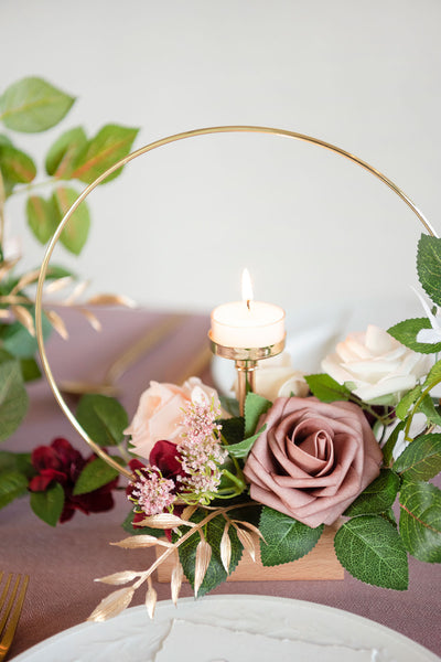 Wreath Hoop Centerpiece Set in Romantic Marsala