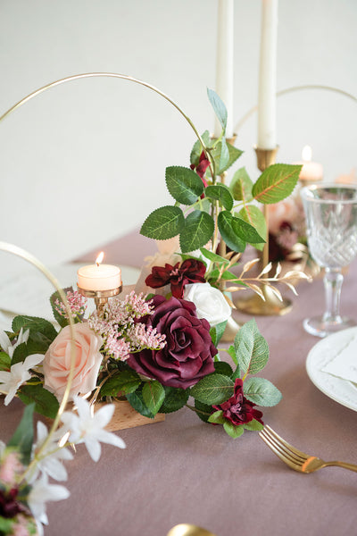 Wreath Hoop Centerpiece Set in Romantic Marsala
