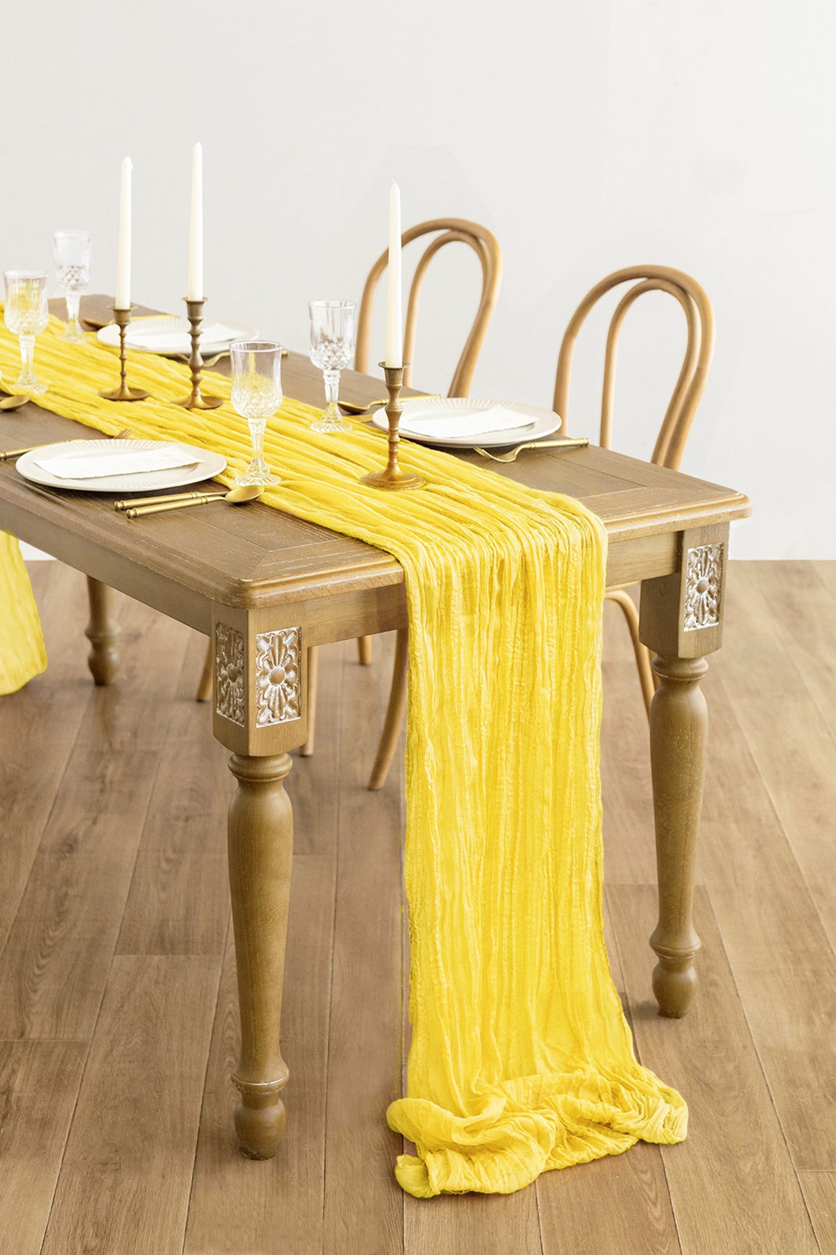 Cheesecloth Table Runner in Lemonade Yellow