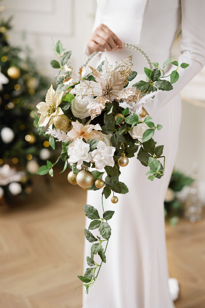 Small Hoop Bridal Bouquet in Champagne Christmas