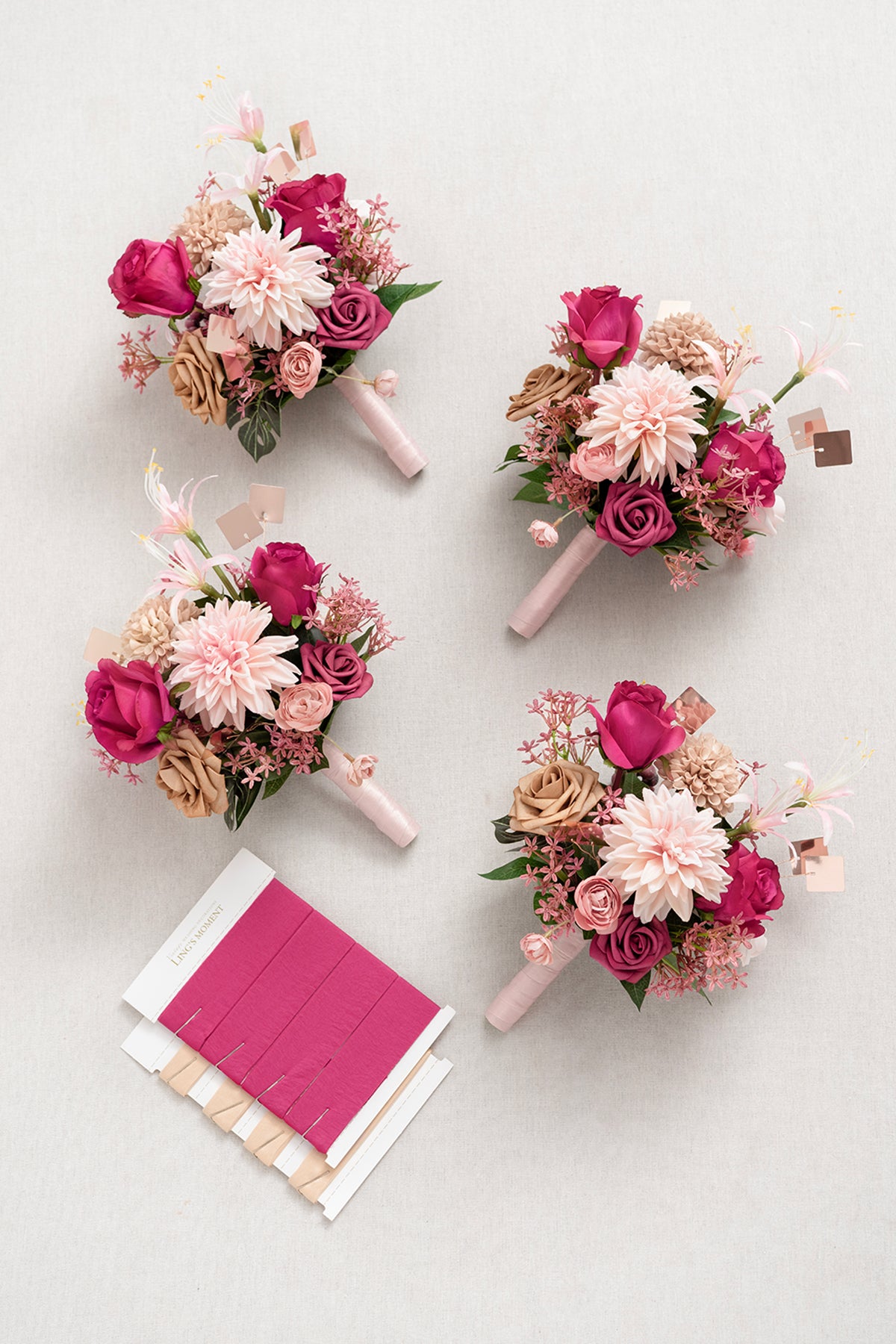 Free-Form Bridesmaid Bouquets in Valentine Magenta