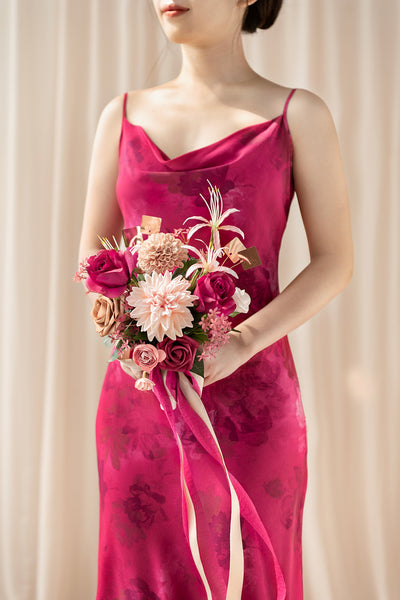 Free-Form Bridesmaid Bouquets in Valentine Magenta | Clearance