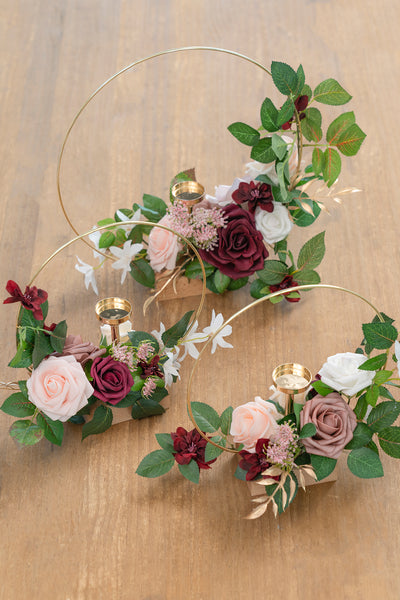 Wreath Hoop Centerpiece Set in Romantic Marsala