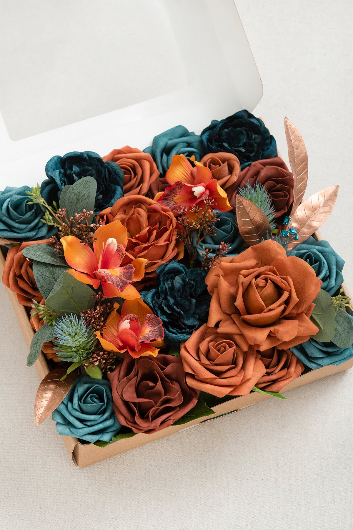 DIY Designer Flower Boxes in Dark Teal & Burnt Orange