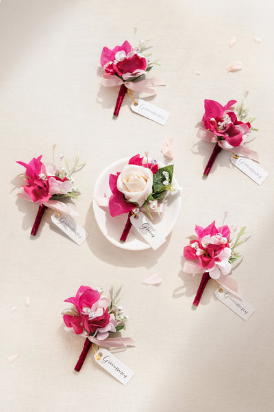 Boutonnieres in Passionate Pink & Blush