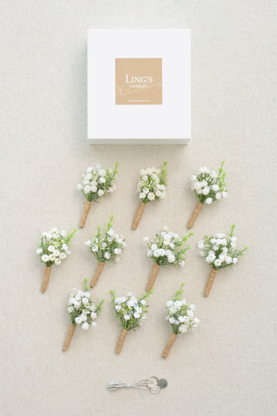 Boutonnieres for Guests in Baby's Breath