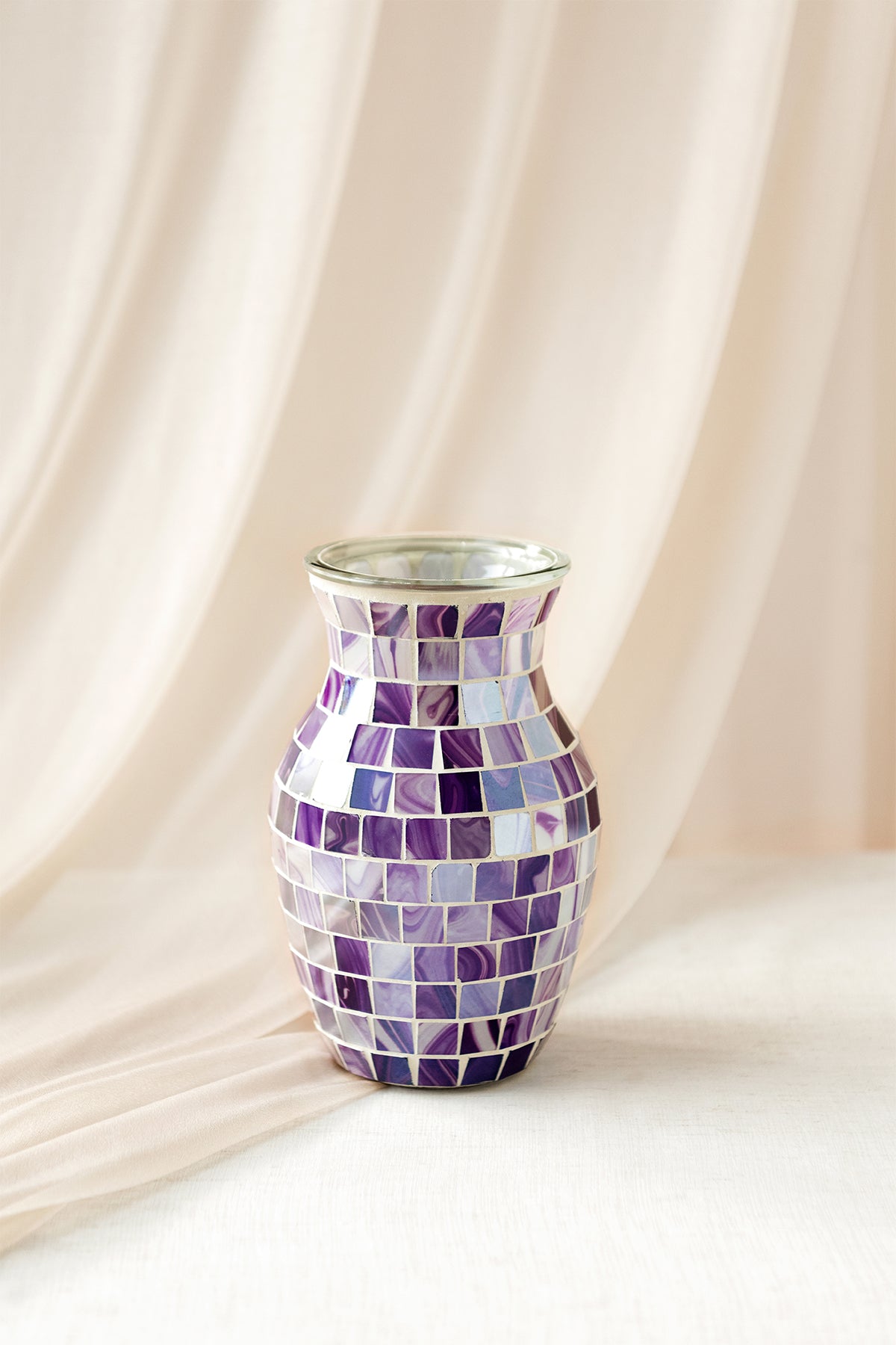 Mosaic Glass Vase in Twilight Purple