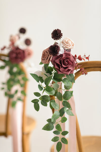 Wedding Aisle Decoration Pew Flowers in Dusty Rose & Mauve