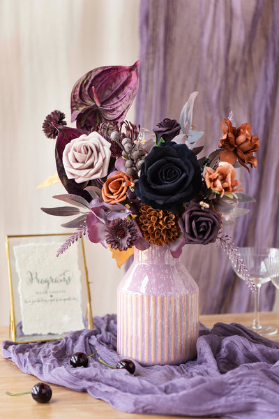Roman Pattern Ceramic Vase in Twilight Purple | Clearance