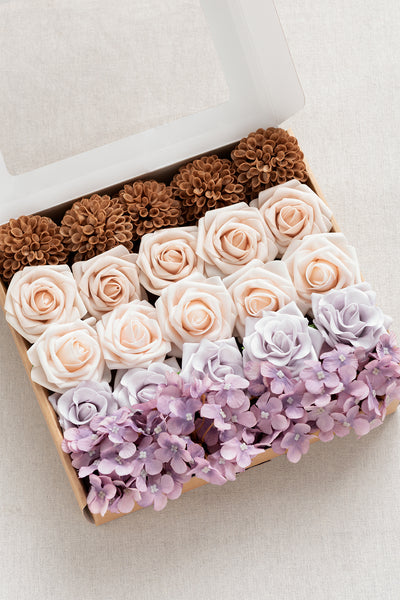 DIY Supporting Flower Boxes in Lavender Aster & Burnt Orange