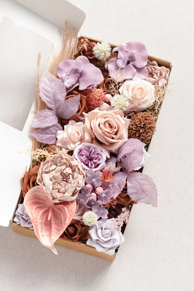 DIY Designer Flower Boxes In Lavender Aster & Burnt Orange