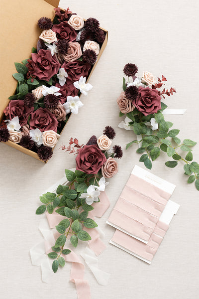 Wedding Aisle Decoration Pew Flowers in Dusty Rose & Mauve