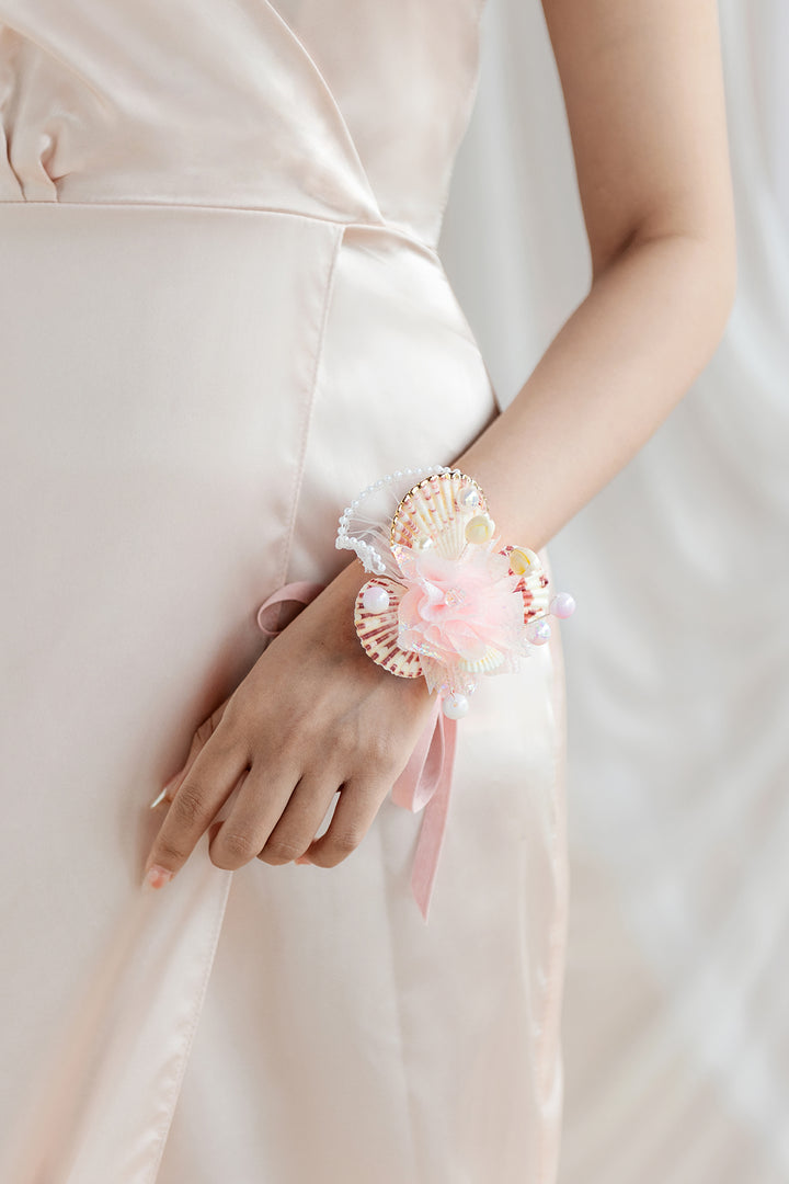 Wrist Corsages in Glowing Blush & Pearl | Clearance