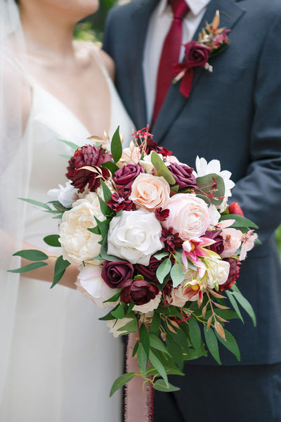 Pre-Arranged Bridal Flower Package in Romantic Marsala
