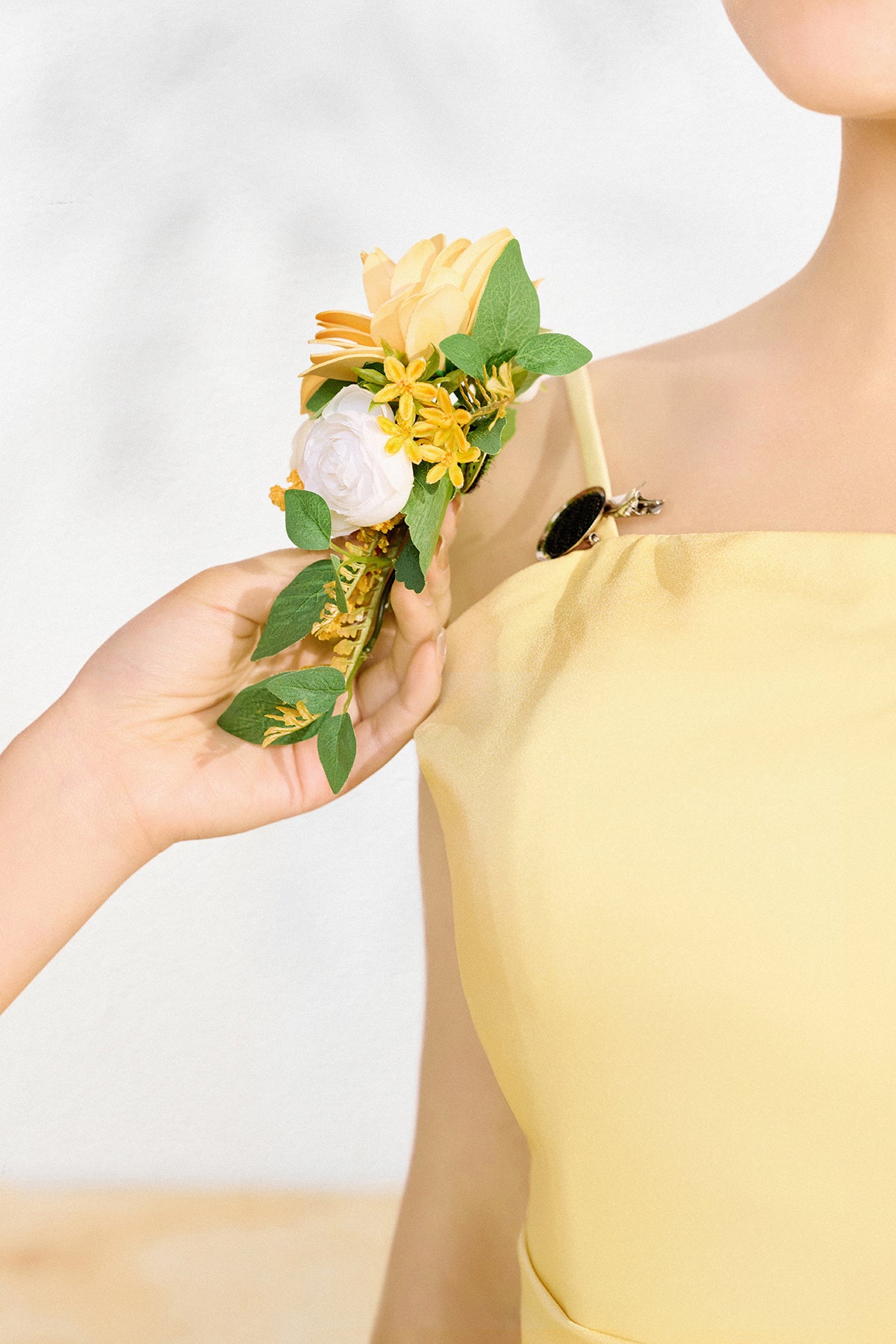 Wrist and Shoulder Corsages in Lemonade Yellow | Clearance