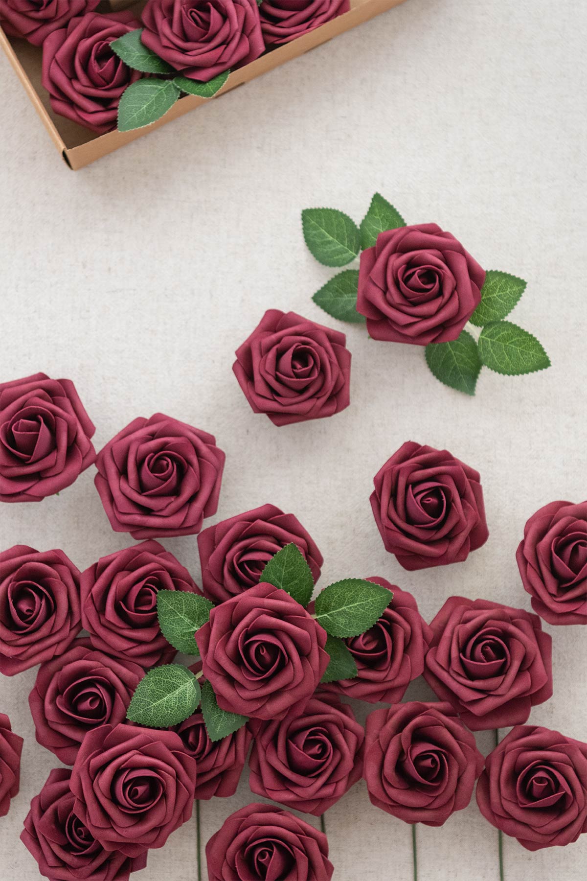 Artificial DIY Foam Rose Stems (50 pcs) - Red