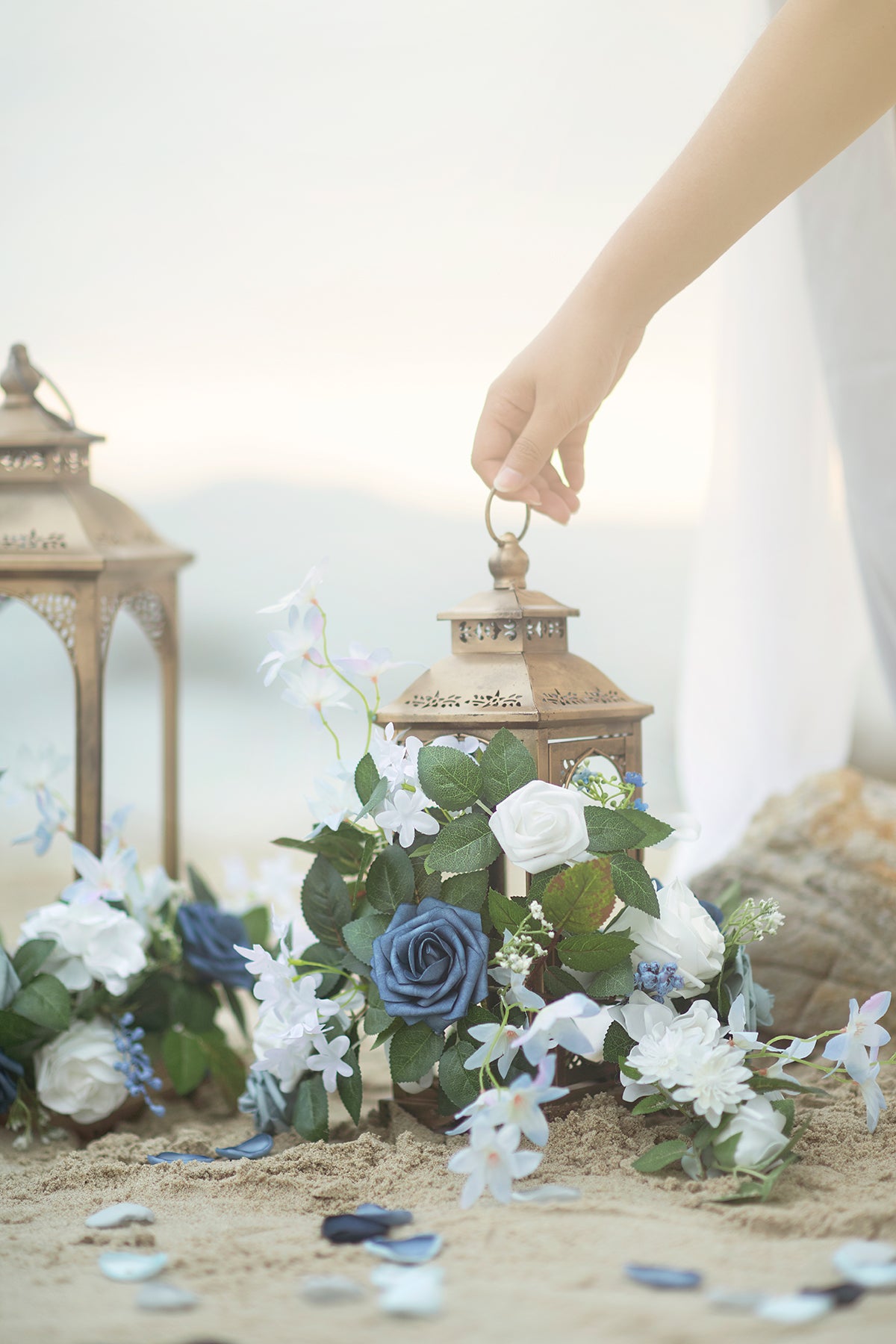 2ft Flower Garlands in Dusty Blue & Navy