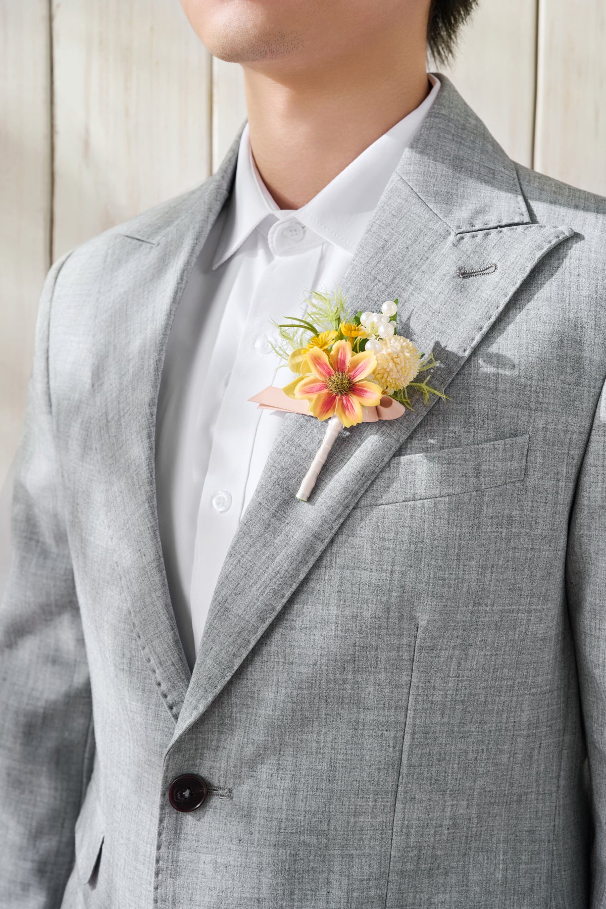 Boutonnieres in Sunflower & Peach