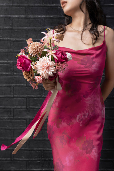Free-Form Bridesmaid Bouquets in Valentine Magenta