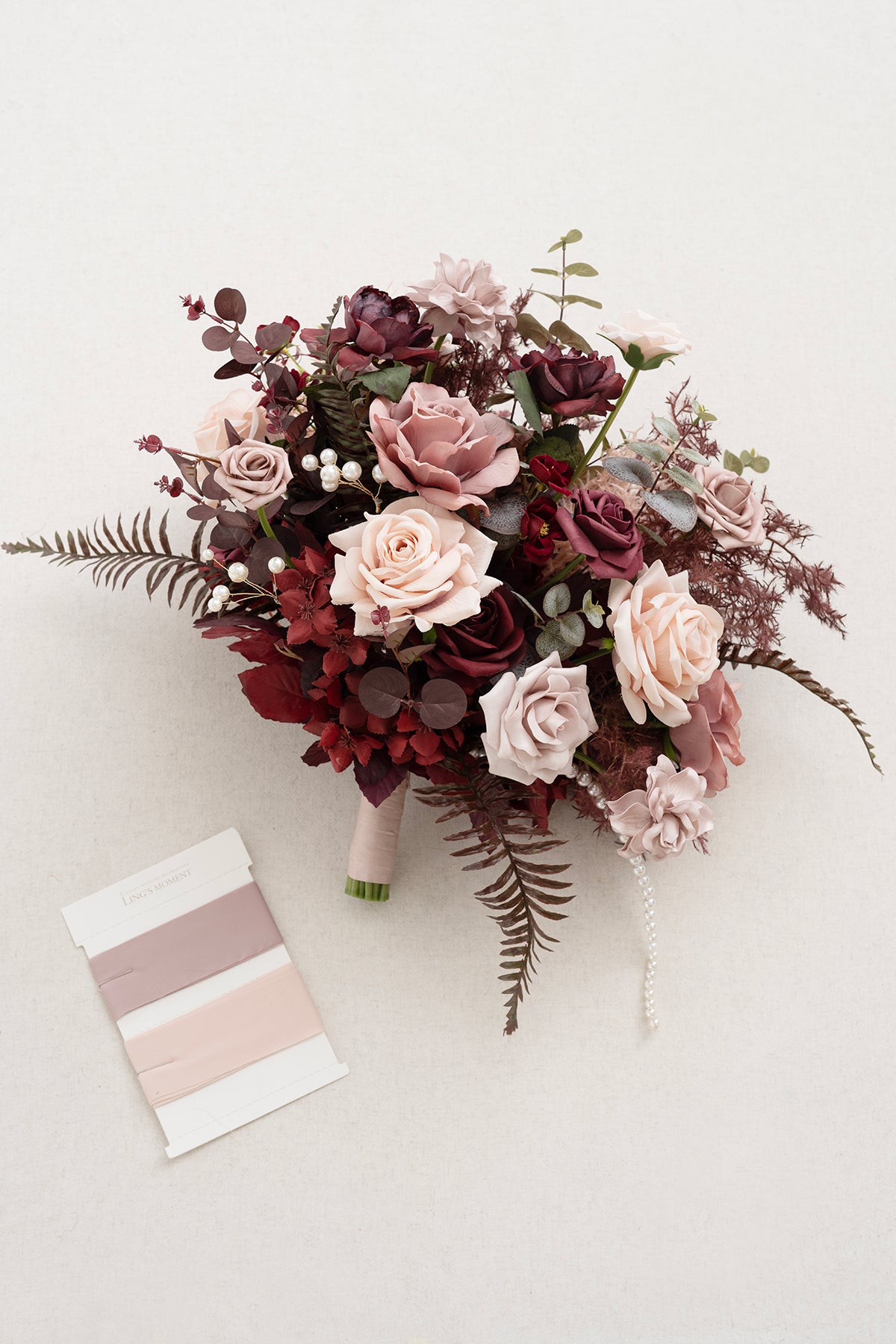 Large Free-Form Bridal Bouquet in Burgundy & Dusty Rose