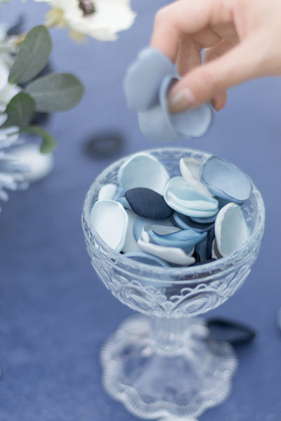 Silk Rose Petals in Dusty Blue & Navy