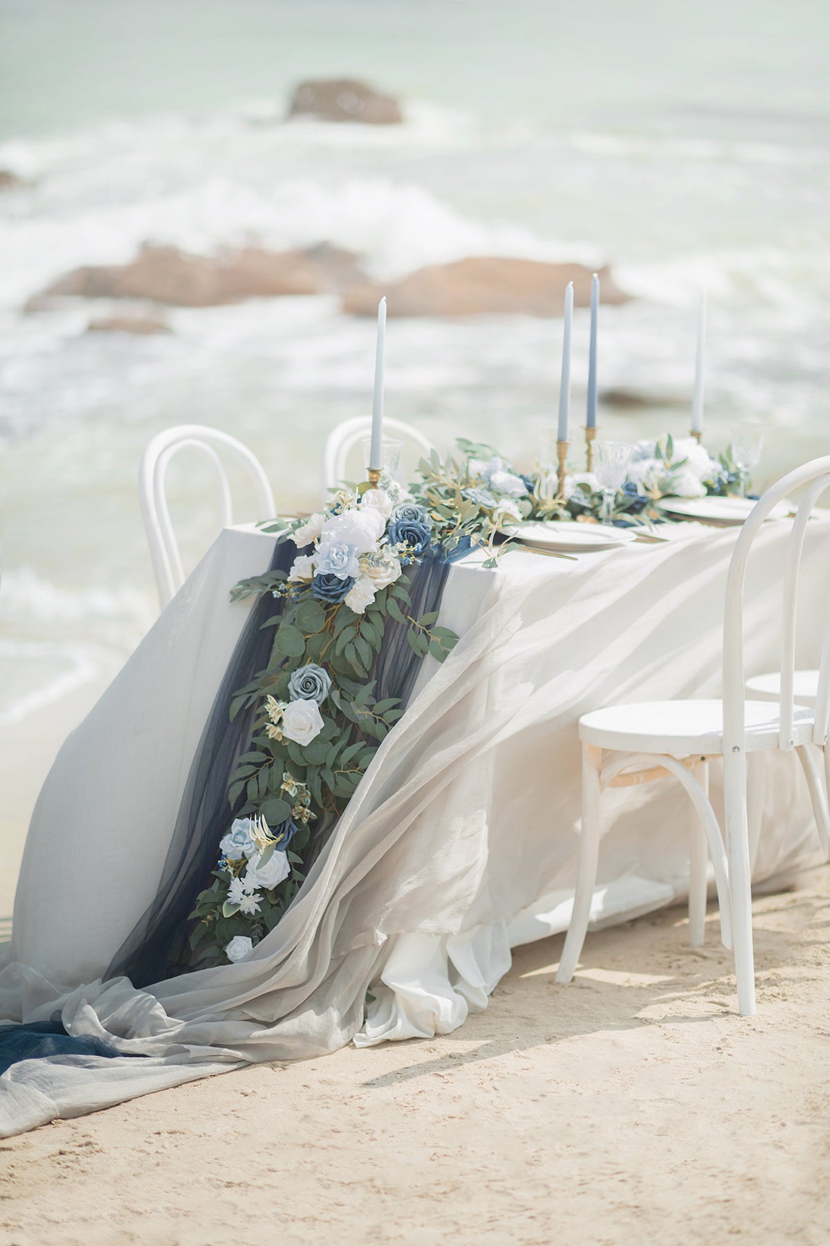 6ft Flower Garland in Dusty Blue & Navy