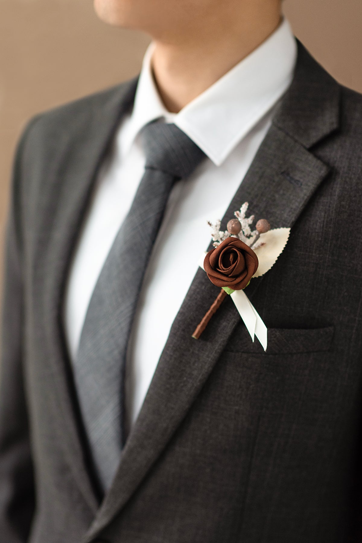 Boutonnieres for Guests in White & Beige | Clearance