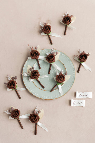 Boutonnieres for Guests in White & Beige | Clearance