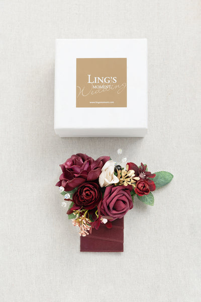 Pocket Square Boutonniere for Groom in Romantic Marsala