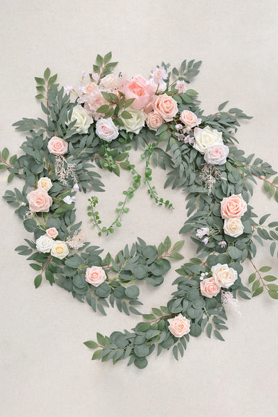 9ft Head Table Flower Garland in Blush & Cream