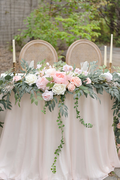 9ft Head Table Flower Garland in Blush & Cream