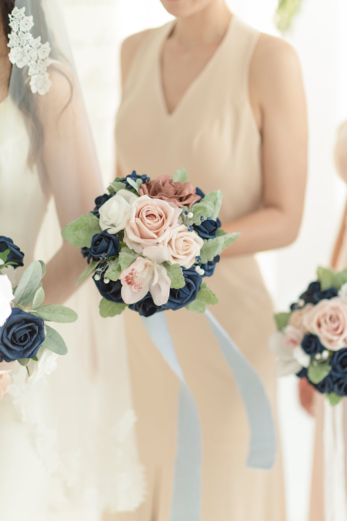 DIY Supporting Flower Boxes in Dusty Rose & Navy