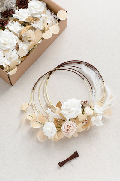 Flash Sale | Hoop Bridesmaid Bouquets in White & Beige | Clearance