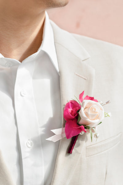 Boutonnieres in Passionate Pink & Blush