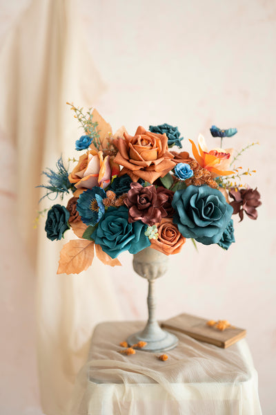 DIY Designer Flower Boxes in Dark Teal & Burnt Orange