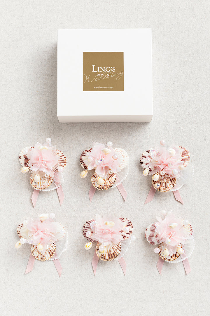 Wrist Corsages in Glowing Blush & Pearl | Clearance