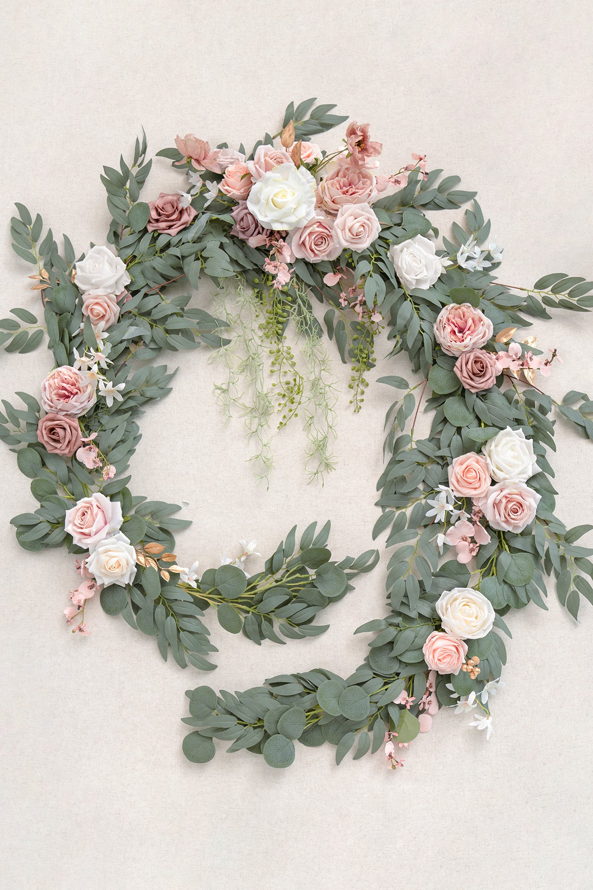 9ft Head Table Flower Garland in Dusty Rose & Cream