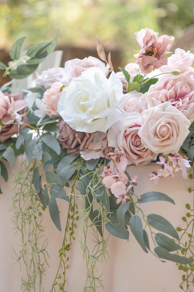 9ft Head Table Flower Garland in Dusty Rose & Cream