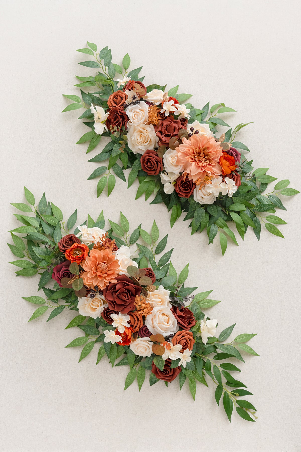 Large Rectangle Flower Arrangements (Set of 2) - Sunset Terracotta