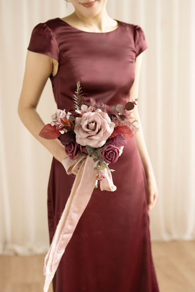Bridesmaid Posy in Burgundy & Dusty Rose | Clearance