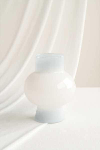 Rounded Belly Glass Vase in Dusty Blue & Navy