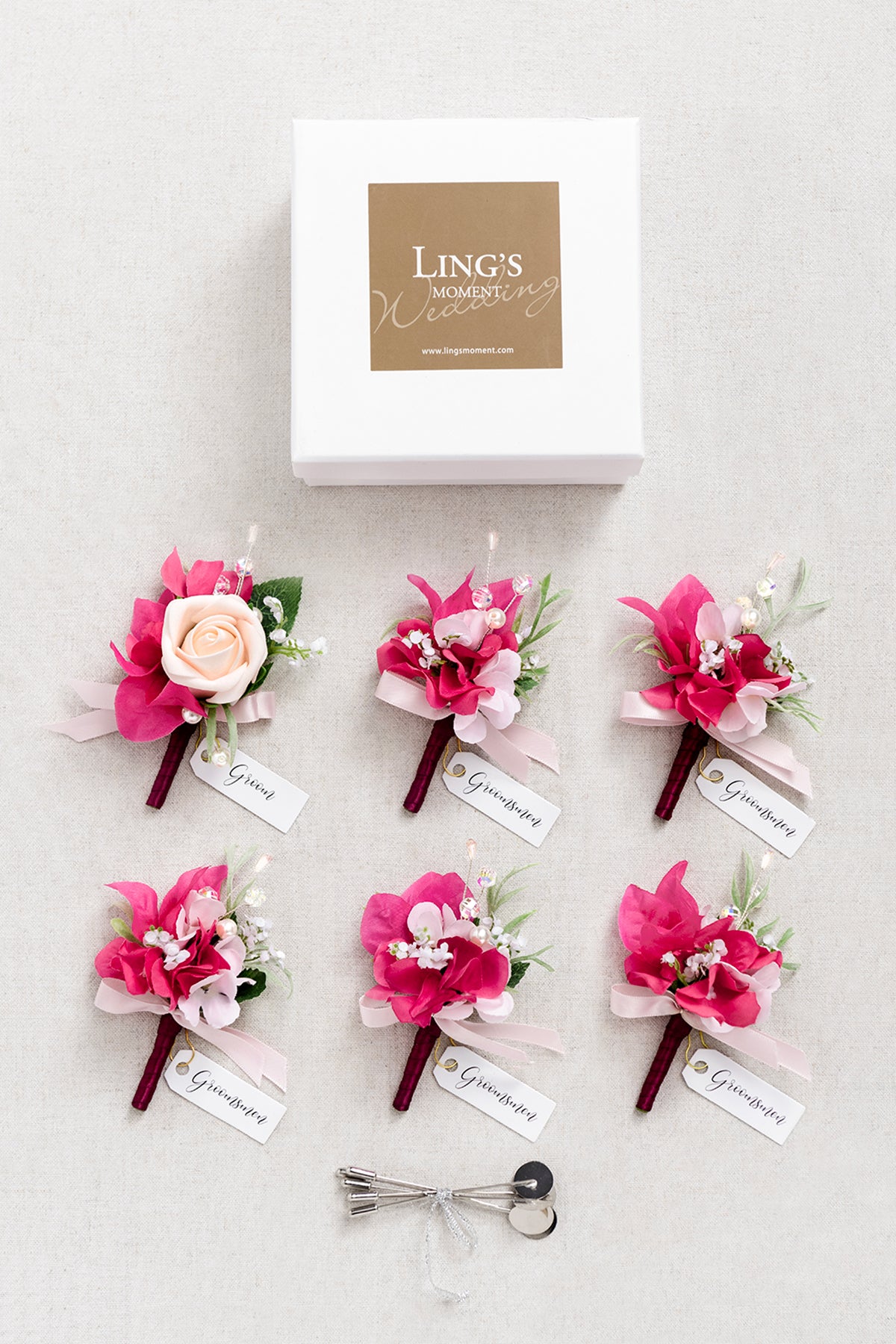 Boutonnieres in Passionate Pink & Blush
