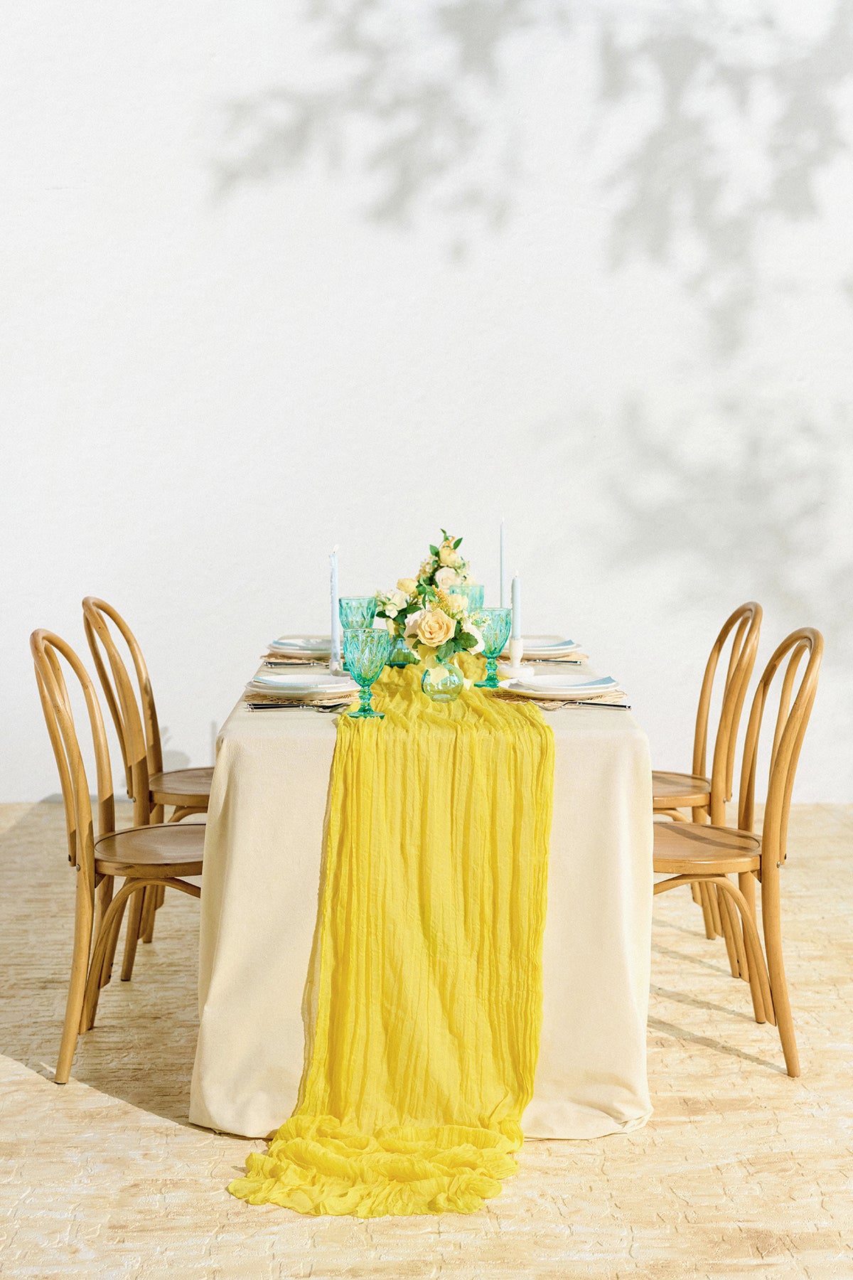 Cheesecloth Table Runner in Lemonade Yellow
