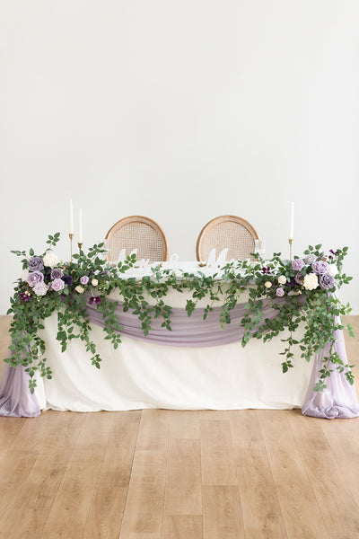 Large Floral Swag Set for Rectangle Head Table in  Lilac & Gold