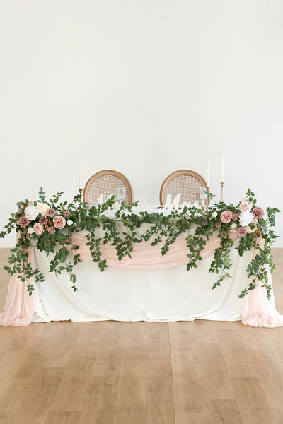 Large Floral Swag Set for Rectangle Head Table in Dusty Rose & Cream