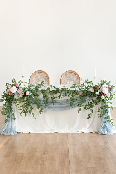 Large Floral Swag Set for Rectangle Head Table in English Pastel
