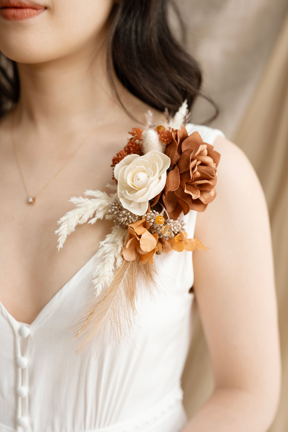 Shoulder Corsages in Rust & Sepia